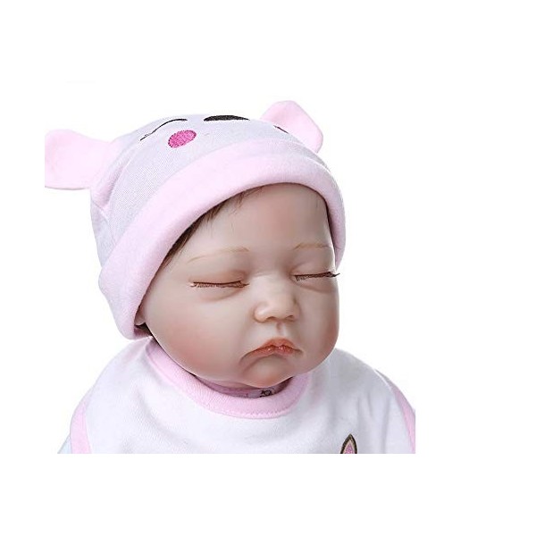 55CM Rose Dormir Bebe Poupée Reborn Bébé Doux Silicone Câlin Bébé Poupée Cheveux Enracinés À La Main Adorable Vrai Nouveau-Né