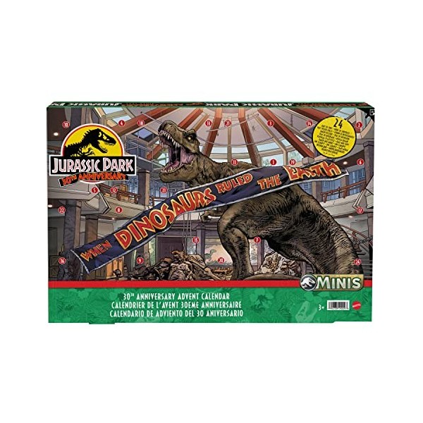 Jurassic World Calendrier De L’Avent Avec Mini Jouets Dinosaures, 30 Pièces À L’Échelle 2,9 Cm, À Collectionner, Jouet Enfant