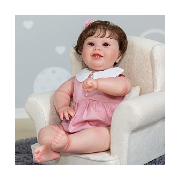 50CM Reborn Baby Toddler Doll Mignon Fille Souriante 20 Pouces Réaliste À La Main Bébés Reborn Doux Silicone Vinyle Nouveau-N