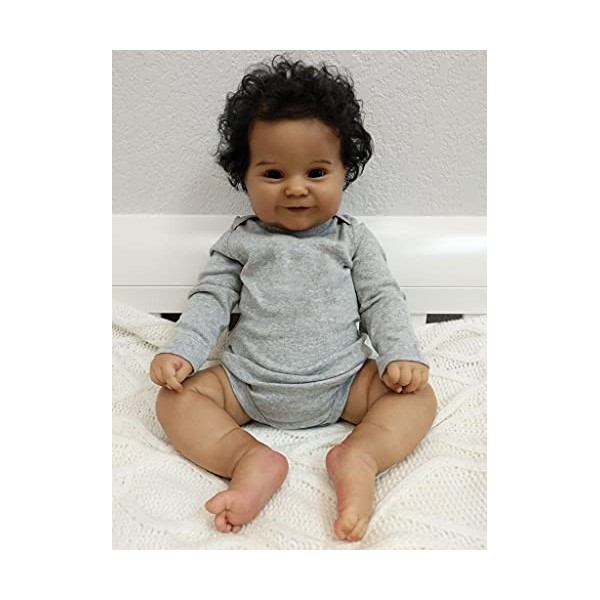 50 CM Maddie Reborn bébé Fille Corps Souple Peau Noire Flexible bébé Afro-américain Cheveux enracinés à la Main avec Bouteill