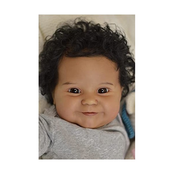 50 CM Maddie Reborn bébé Fille Corps Souple Peau Noire Flexible bébé Afro-américain Cheveux enracinés à la Main avec Bouteill