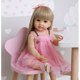 Poupées Reborn en Silicone pour Bébé Fille, 22 Pouces, Corps Complet, Yeux Ouverts, Lavables, Anatomiquement Correctes, Jouet