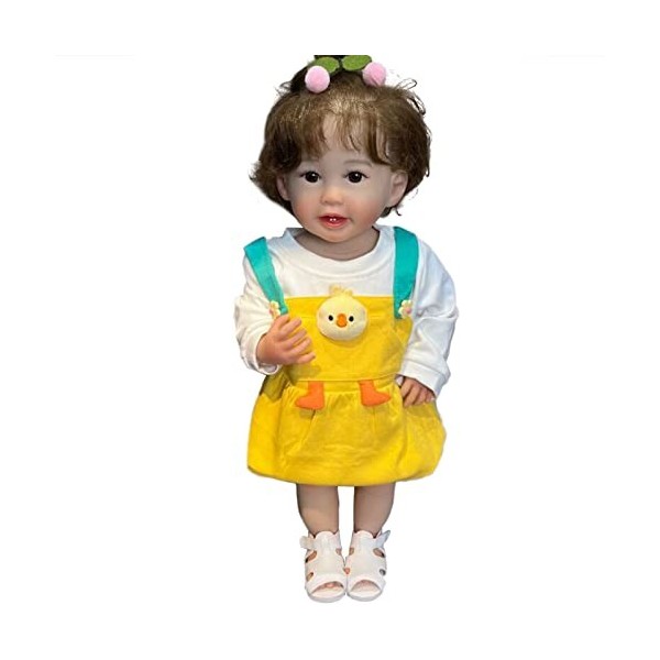 YIHANGG 55 CM Silicone Entièrement Souple Reborn Bébé Poupée Fille Peut se Tenir Contre Un Mur Réaliste Poupée Tout-Petit Jou