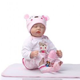 Poupées Reborn Poupée Bébé, Reborn Baby Doll 22 Pouces 55 Cm en Silicone Souple Vinyle Reborn Poupées Fille Qui Ressemble À L