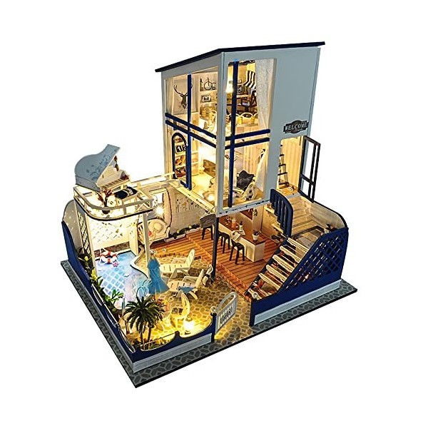 SXxingkong DIY Kit de poupée en Bois Miniature 1:24 Ratio Creative Petite Maison 3D Puzzle Challenge Star Waltz 