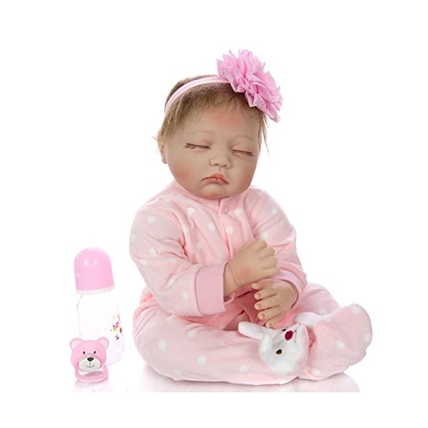 Poupées Reborn, 22 Pouces Reborn Baby Doll Réaliste Nouveau-Né Bébé Poupées Dormir Réaliste Bébé Fille Tissu Corps Fait À La 