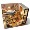 BONOCO Cabine Double Étage Grenier Maison De Poupée Miniature Meubles Assemblage En Bois Kit De Maison De Poupée Plus Anti-Po