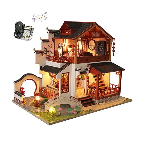 Kit de construction de maison de poupée miniature en bois 3D fait à la main de style loft modèle de mini maison pour fille ca
