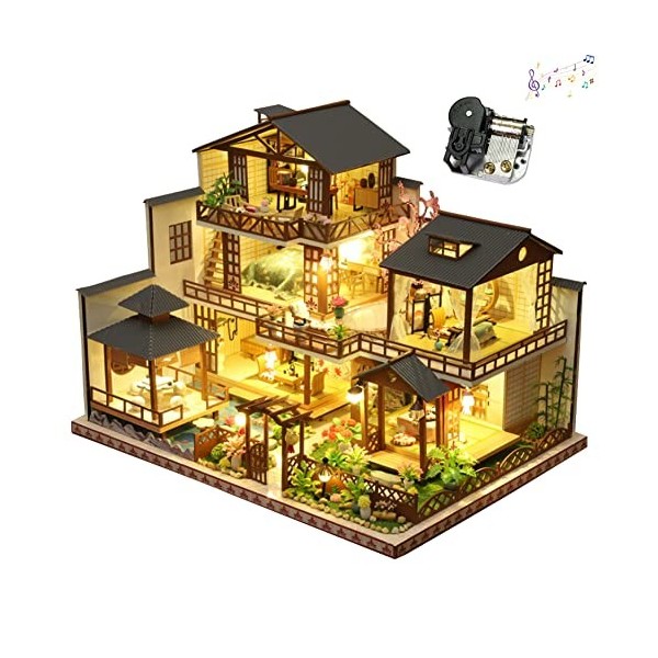 MXXHFC Kit Miniature de Maison de poupée Bricolage avec Meubles, Maison  Miniature en Bois 3D avec kit de Maison de poupées Miniatures à LED