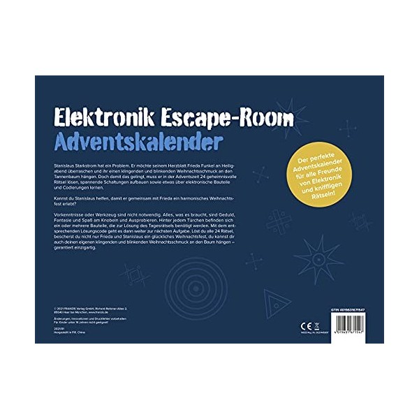 FRANZIS 67154 Calendrier de lAvent électronique Escape Room 24 jours de plaisir électronique sans soudure, avec livre dacco