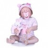 56Cm Réaliste Reborn Baby Dolls Sleeping Girl Nouveau-né Poupée Silicone Souple Réaliste Nourrir Poupées Toddler Doll Anniver