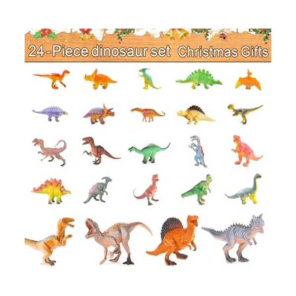 Calendrier de lAvent 2022, figurine de dinosaure réaliste, y compris T-Rex Triceratops Velociraptor, calendrier de compte à 