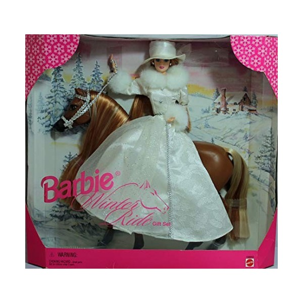 MATTEL BARBIE poupée blonde + cheval - COFFRET winter ride gift set - 1998