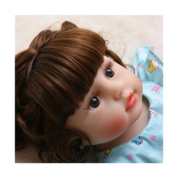 JYCCH Poupée Enfant en Bas âge Fille 18,5 Pouces 47 cm Taille Tout-Petit Corps Doux Renaissance bébé poupée Marron Cheveux bo