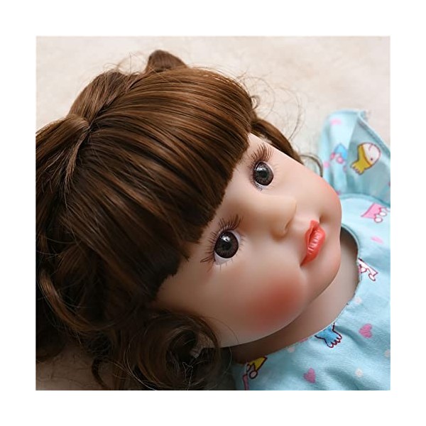 JYCCH Poupée pour Tout-Petit Fille 18,5 Pouces 47 cm Taille pour Tout-Petit Corps Doux Renaissance bébé poupée Marron Cheveux