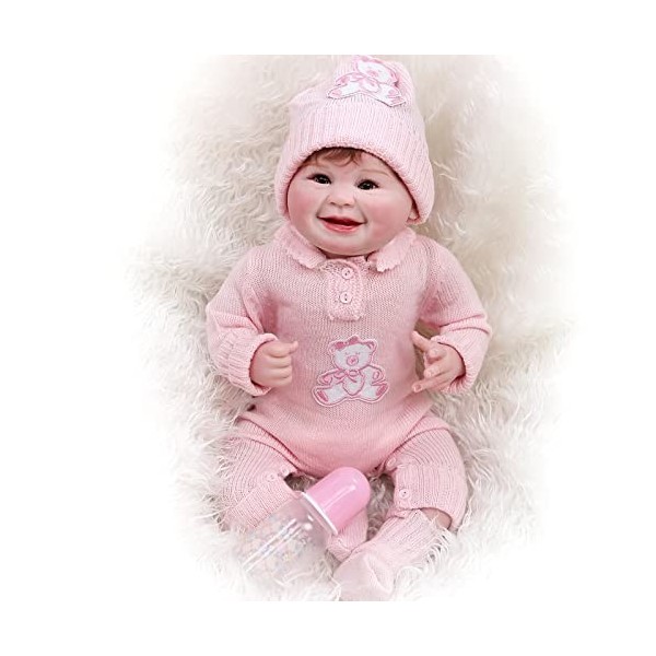 HAMIMI 22 Pouces 55 cm Reborn Bebe Silicone Corps Complet Fille poupées Reborn realiste comme Un bébé réaliste