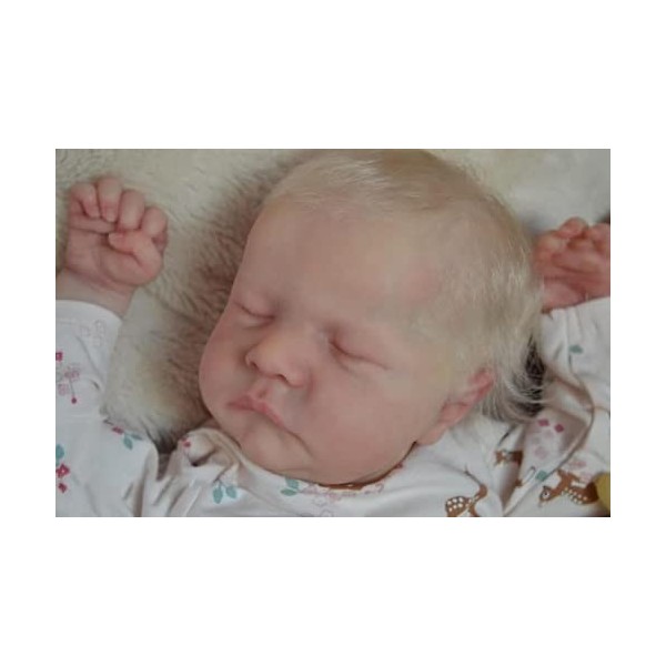 19 Pouces Bebe poupée Reborn Nouveau-né bébé réaliste câlin poupée Populaire Dormir Levi Cheveux blonds poupée à la Main