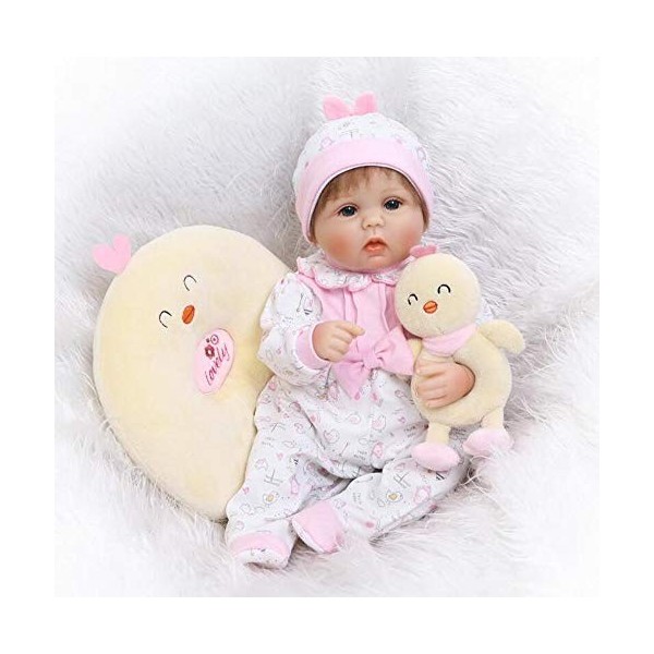 Toddler Reborn Baby Dolls, Poupée Bébé Réaliste 40 Cm 16" Silicone Souple, Bébés Reborn Réalistes Rose Filles Jolis Bébés Nou