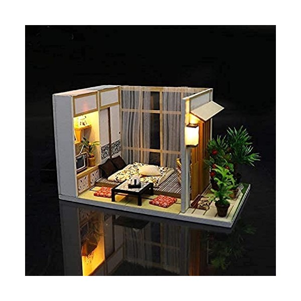 Kit de maison de poupée bricolage avec lumières LED Instrument de fête de bande miniature Modèle de meubles de maison de poup