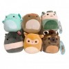 Squishmallows Lot de 6 mini poupées en peluche Newbie Squad Tarsier Hyena Tapir Cthulhu 12,7 cm