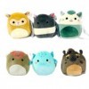 Squishmallows Lot de 6 mini poupées en peluche Newbie Squad Tarsier Hyena Tapir Cthulhu 12,7 cm