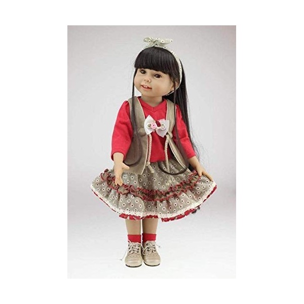 Belle Fille Jouet Poupée Haute Vinyle Souple 18 Pouces 45 Cm Réaliste Mobile Sourire Princesse Robe Rouge