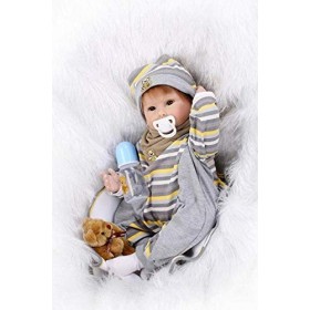 Poupée Bébé Reborn en Silicone Souple Et Vinyle, 22 Pouces, 55Cm, Bouche Magnétique, Jouet Réaliste pour Garçon Et Fille, Our