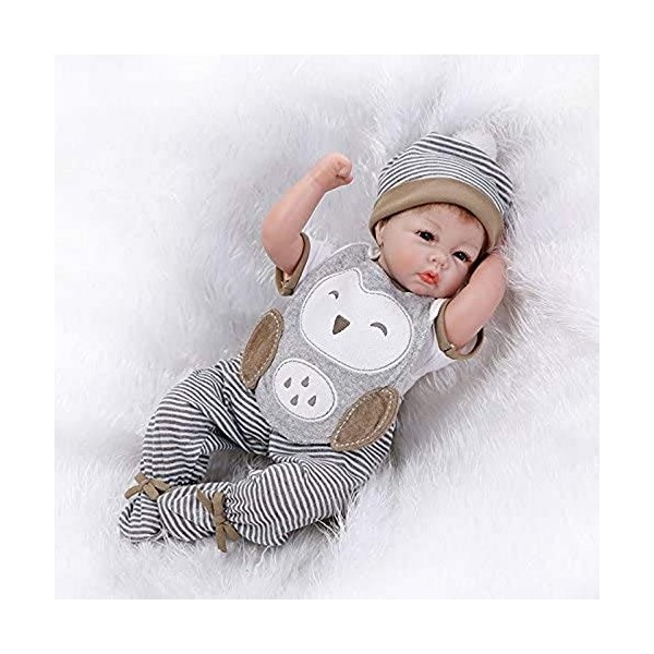 Poupée Bébé Reborn en Silicone Souple Et Vinyle, 22 Pouces, 55Cm, Bouche Magnétique, Jouet Réaliste pour Garçon Et Fille, Ani