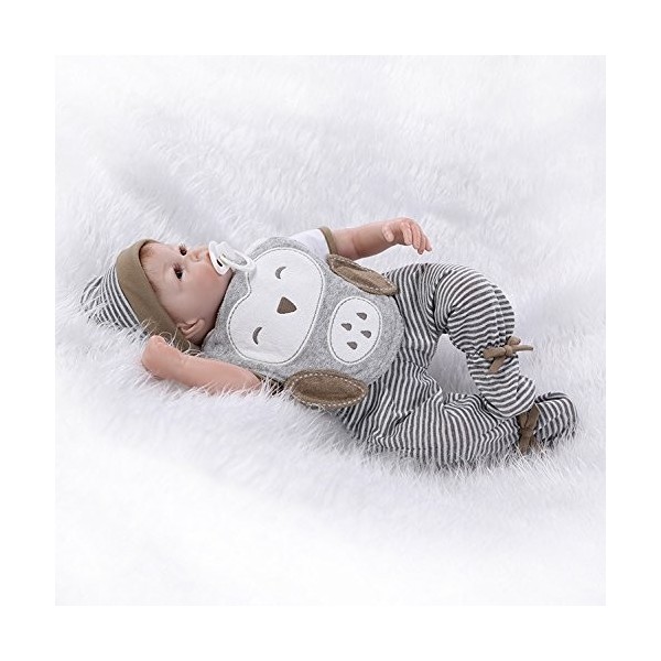 Poupée Bébé Reborn en Silicone Souple Et Vinyle, 22 Pouces, 55Cm, Bouche Magnétique, Jouet Réaliste pour Garçon Et Fille, Ani