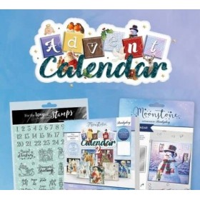 Hunkydory - Calendrier de lAvent en pierre de lune – Ensemble de matrices – Bloc de papier – Timbres, multicolore
