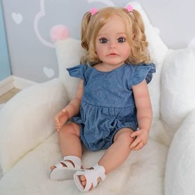 Reborn Bébé Poupées Silicone Corps Complet Fille 22 Pouces Réaliste Reborn Bambin Poupée Imperméable Nouveau-Né Bébés pour En