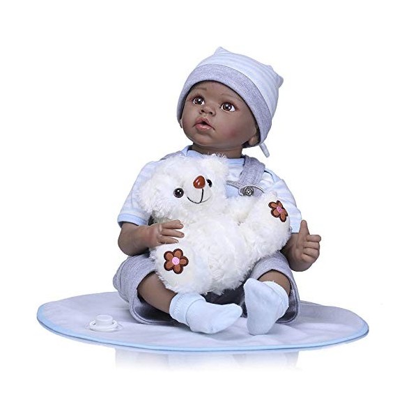 Reborn Baby Style Indien Poupée Souple Simulation Silicone Vinyle 22 Pouces 48-55 Cm Enfants Ami Bouche Magnétique Réaliste V