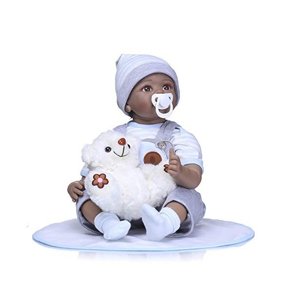 Reborn Baby Style Indien Poupée Souple Simulation Silicone Vinyle 22 Pouces 48-55 Cm Enfants Ami Bouche Magnétique Réaliste V