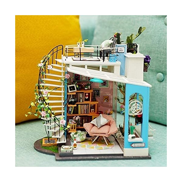 Bricolage Maison De Poupée en Bois Kits De Maison De Poupée 3D Bricolage Miniature Maison De Poupée Meubles Jouets pour Enfan