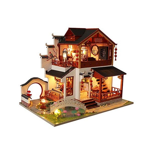 DIY Mini Dollhouse Modèle Ensembles de construction Woodcraft Construction Kit Création cadeau bricolage maison de poupées mi