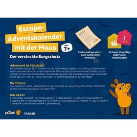 FRANZIS 67169 Calendrier de lAvent Escape avec la souris – Le trésor caché du château – 24 énigmes passionnantes pour la pér
