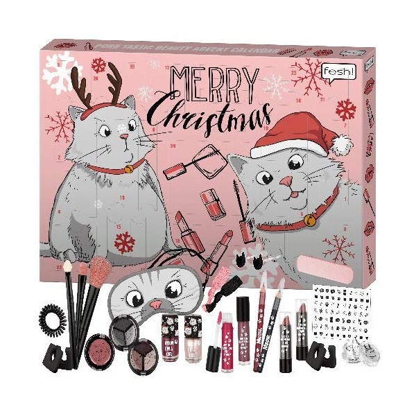 Cosmelux Calendrier de lAvent, motif de mignons chats en peluche, pour adolescents, 24 pièces 40 