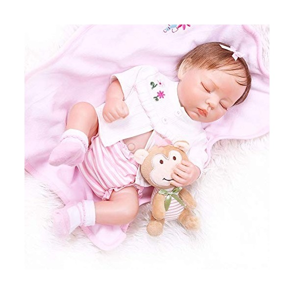 19 Pouces Réel Bébé Fille Endormie Renaître Enfant en Bas Âge Fille Poupée Doux Toucher en Silicone Bébé Cadeau pour Filles E