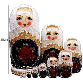 Habiba Poupées gigognes Poupées gigognes Russes Personnalité Look and Play Peint à la Main Matryoshka 10 Poupées empilables T