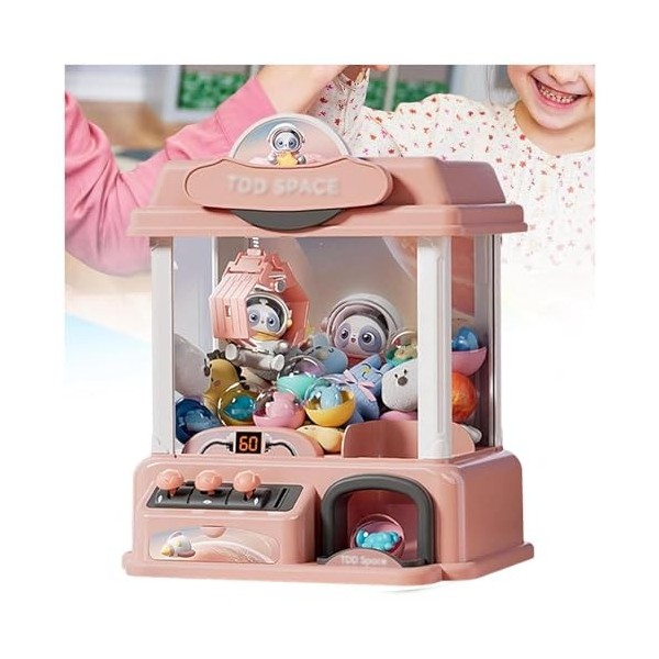 HAZARA Machine Attrape Bonbon ， Clip De Poupée pour Fille avec Musique et Lumières,2 Poupées Panda,20 Peluches,20 Gashapons ，