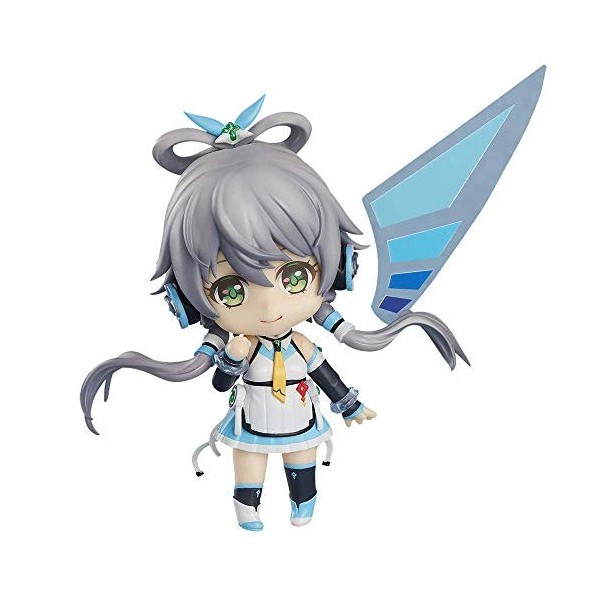 EASSL Figurine Luo Tianyi, 3,9 pouces, en PVC, avec des cheveux gris, des yeux verts, des ornements de cheveux en jaspe, une 