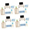 ibasenice 4 Ensembles Modèle De Maison De Poupée Jouets en Bois Jouets en Bois Moniteur Accessoires Miniature Meubles Figurin