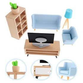 ibasenice 4 Ensembles Modèle De Maison De Poupée Jouets en Bois Jouets en Bois Moniteur Accessoires Miniature Meubles Figurin