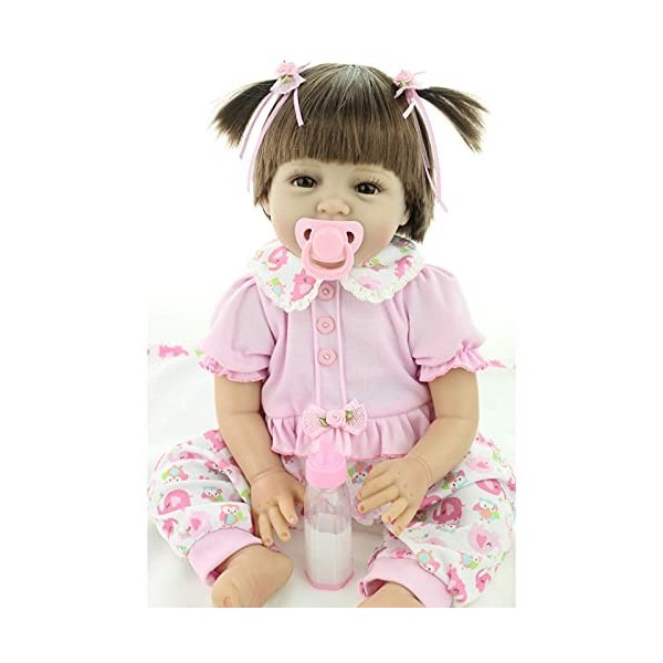 XCTLZG Poupée Reborn Fille Qui rit, Fille Enfant en Bas âge Reborn réaliste, poupée Fille 22 Pouces 55 Cm en Tenue Rose, poup