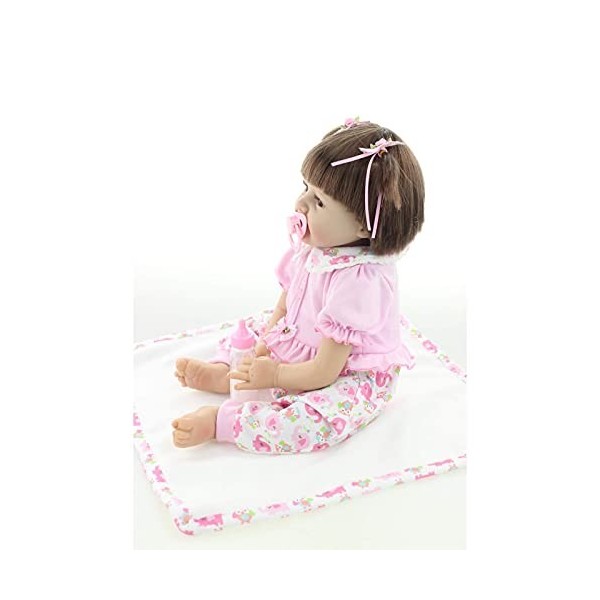 XCTLZG Poupée Reborn Fille Qui rit, Fille Enfant en Bas âge Reborn réaliste, poupée Fille 22 Pouces 55 Cm en Tenue Rose, poup