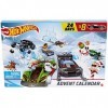 Hot Wheels Calendrier de lavent, contient 24 surprises dont 8 petites voitures décorées et 16 accessoires, pour enfants dès 