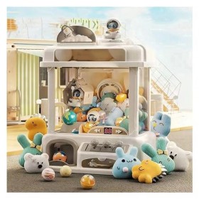 HAZARA Machine Pince Bonbon ， Jouet à Griffe avec Musique et Lumières,2 Poupées Panda,25 Peluches,20 Gashapons ， Fille Pince 