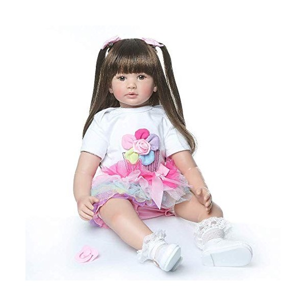 Reborn Baby Dolls, Rebirth Toddler Girl Princess Doll Soft Touch Simulation Cute Princess Long Hair Doll Gift Christmas 60CM 