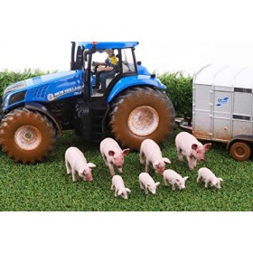 Toyland® - Lot de 8 Figurines animales de Grands porcs et porcelets Blancs à léchelle 1:32 - La Collection Farm - Figurines 