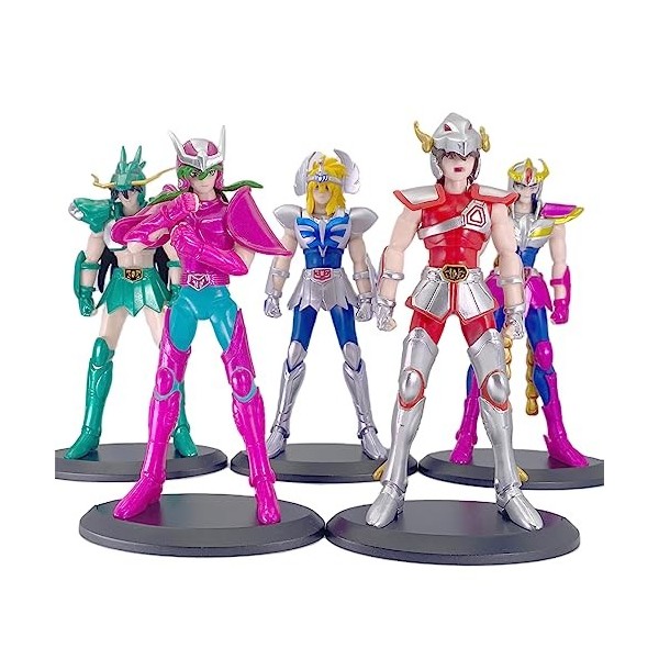 reald Lot de 5 figurines de Saint Seiya Phoenix Ikki Hyoga Seiya Shiryu debout Action Figurine Saint Seiya Mythe Tissu Cheval